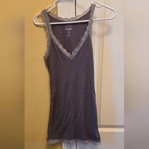 Old Navy Womens Gray V-neck Night Gown Chemise with Lace Trim